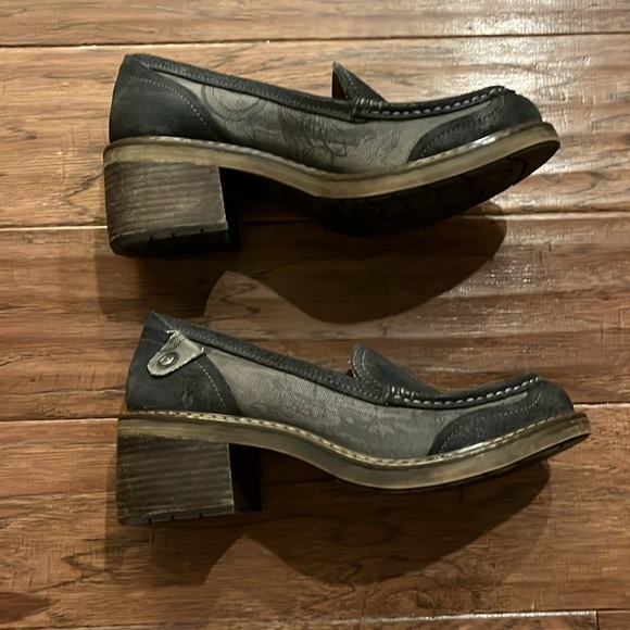 London Underground Chunky Y2K Loafer Women’s Size 9 Gray Suede Canvas Shie - Picture 4 of 8